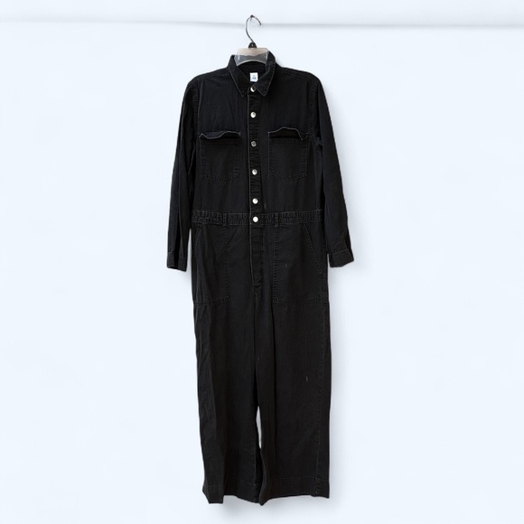 &Denim Pants - &Denim black denim baggy wide leg jumpsuit